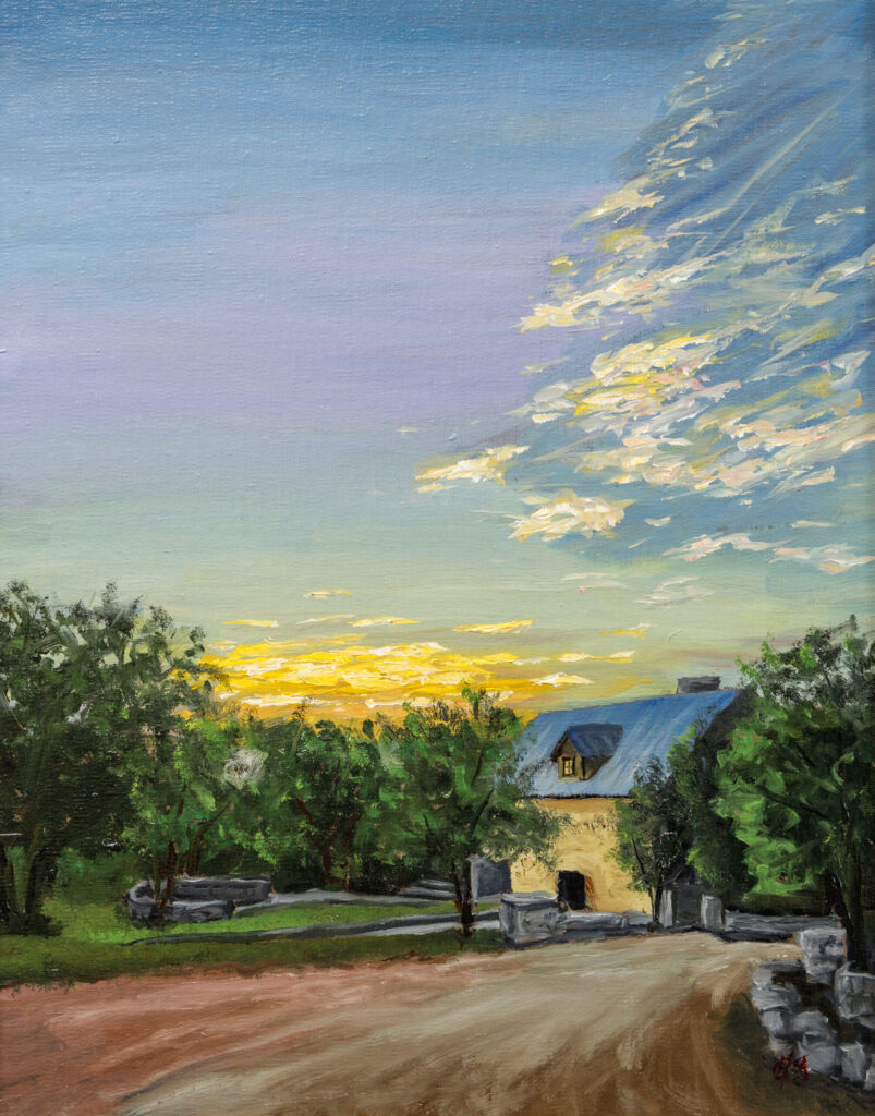 SunsetAtRivenRock Impressionistic rendering of a sunset in a Texas country setting. This is a high resolution reproduction of the original painting