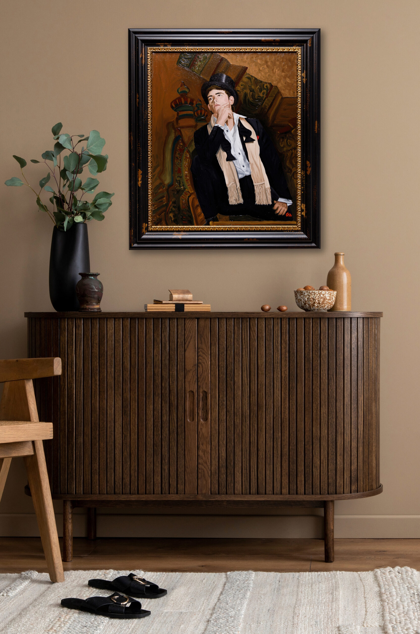 fine art commission - oil portrait in styled room