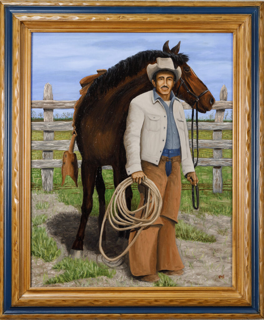 Original oil painting heirloom portrait of Gabby's grandfather by Hayward Gaude
