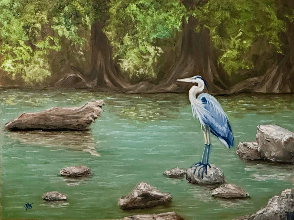 River Guardian is an original 12x16″ oil painting on cradled wood.