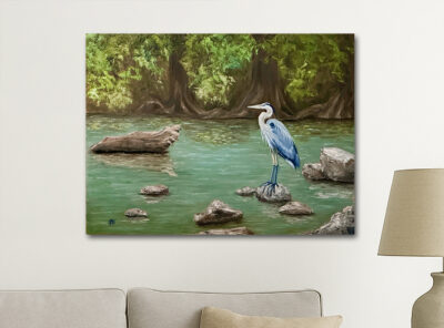 River Guardian is an original 12x16″ oil painting on cradled wood.