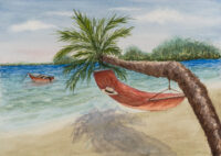 Original Watercolor painting - The Island - by Hayward Gauee