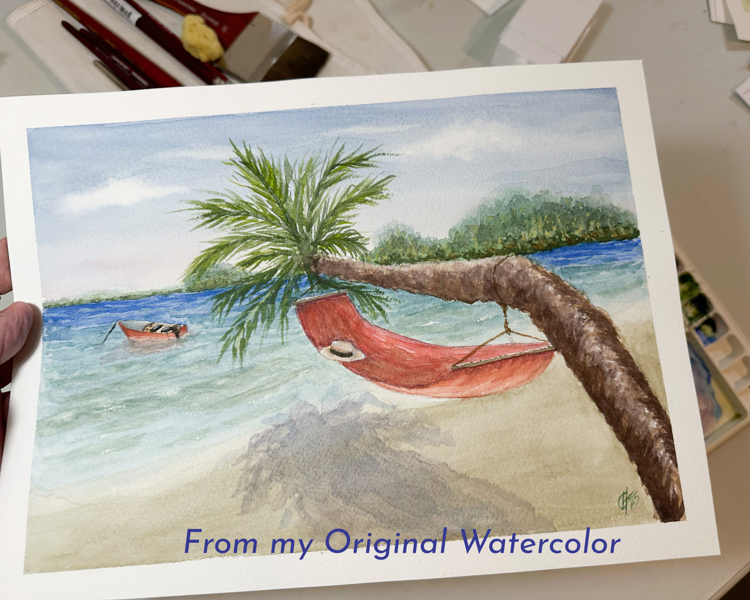 The Island — Original Watercolor Painting - Image 2