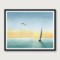 Framed wall art original watercolor painting - Stay the Course by Hayward Gaude