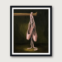 Ballet Slipper Oil Painting framed as decorative wall art by Hayward Gaude