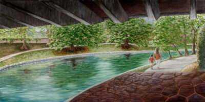 The Sojourn original oil painting. 20x40" by Hayward Gaude